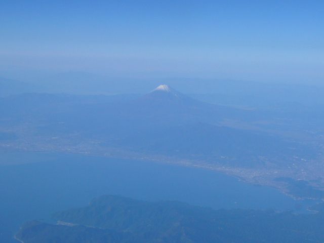 空の上からみた富士山